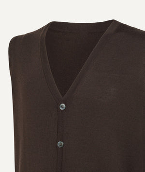 Sleeveless Cardigan in Extrafine Merino Wool