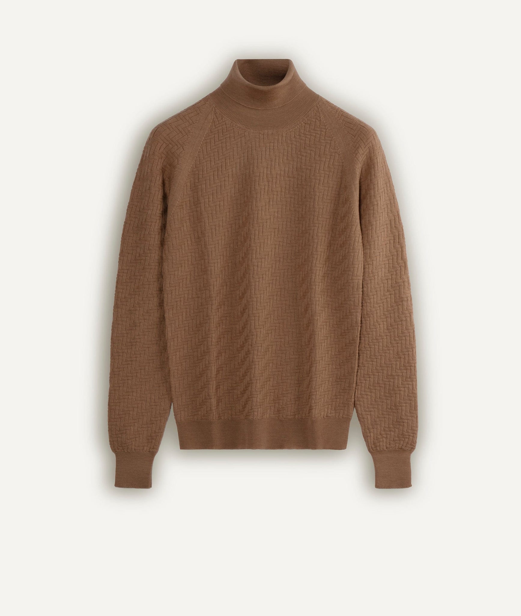 Pattern Stitch Roll Neck in Cashwool