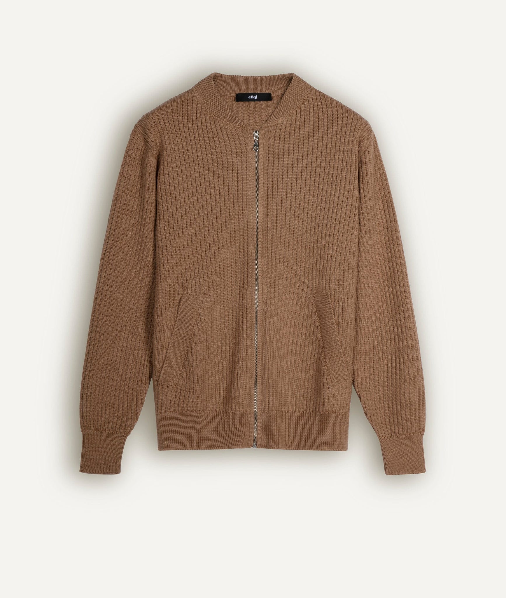 Ribbed Zip Bomber in Cashwool