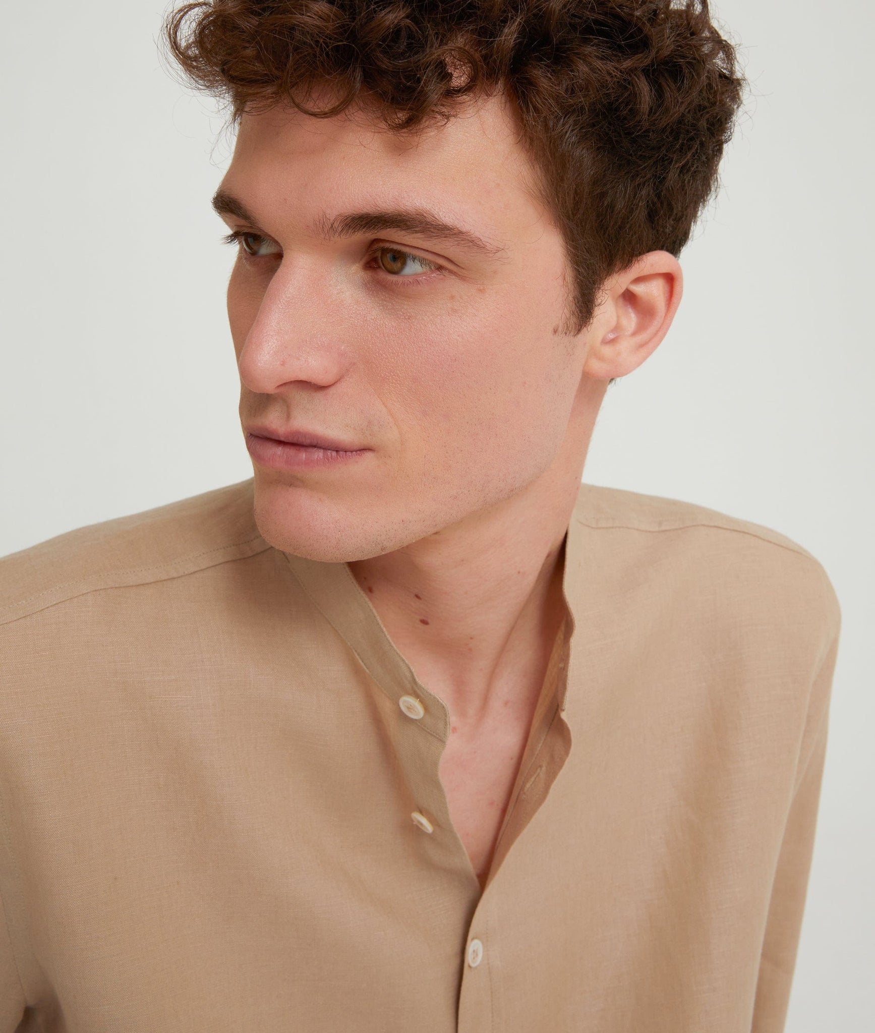 Korean Neck Shirt in Linen