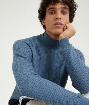 Pattern Stitch Roll Neck in Cashwool