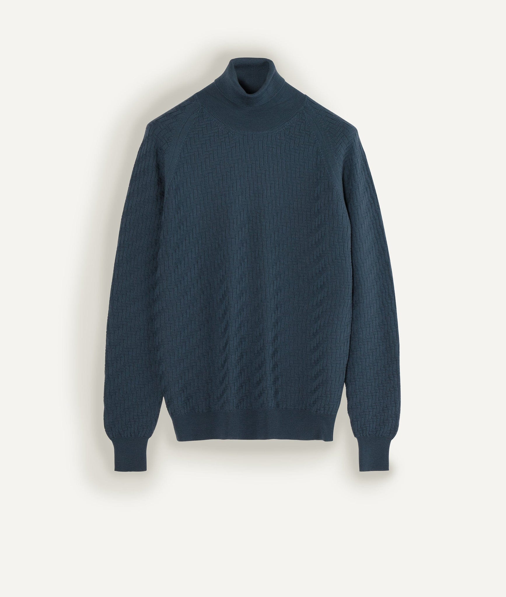 Pattern Stitch Roll Neck in Cashwool