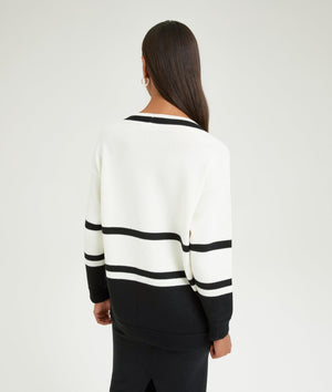 Striped V Neck Sweater in Cashwool