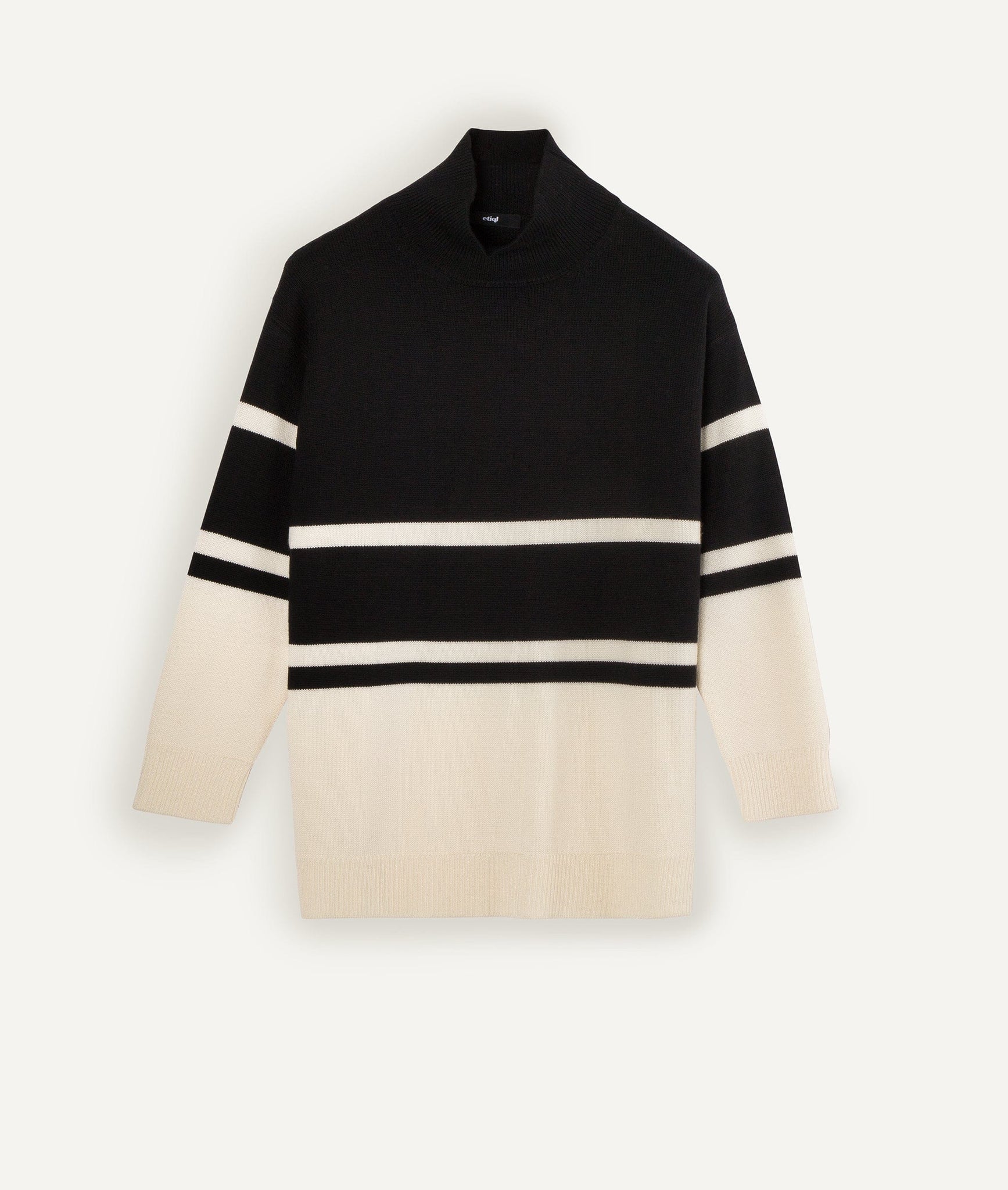 Striped Roll Neck Sweater in Cashwool