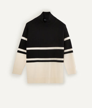 Striped Roll Neck Sweater in Cashwool