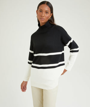 Striped Roll Neck Sweater in Cashwool