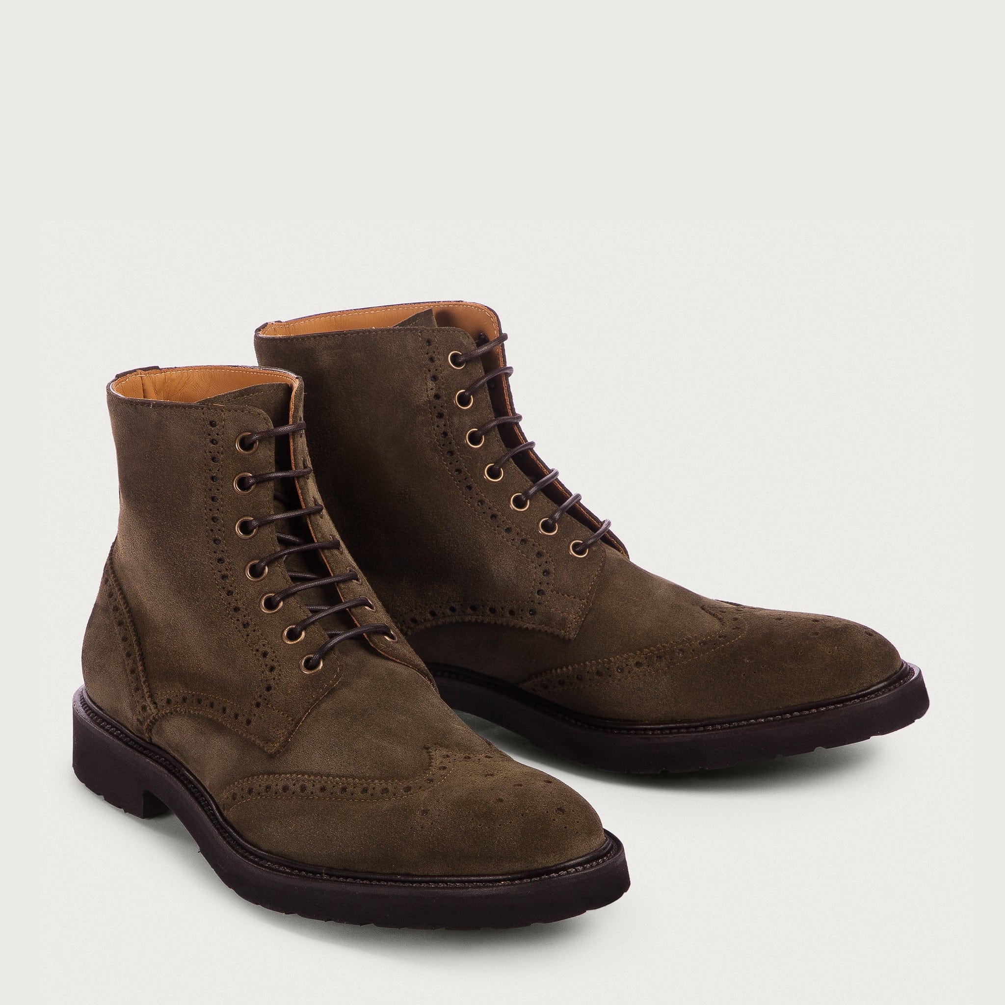 Lace-Up Boot with Brogue in Suede